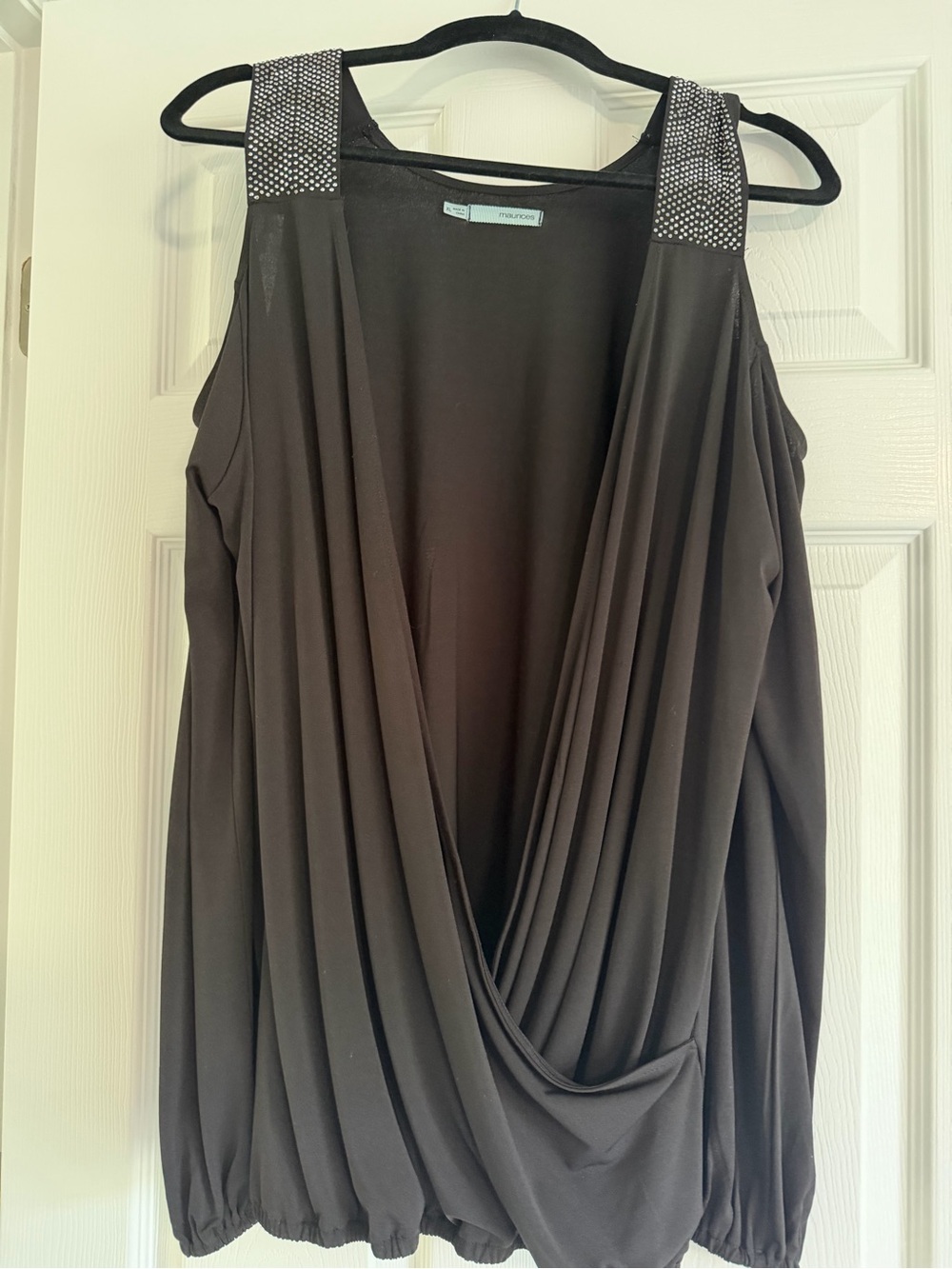 Maurices Black Cold Shoulder Long Sleeve Top